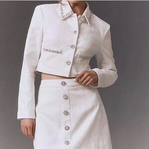 Elliatt Ivory Embellished Jacket and Skirt Set